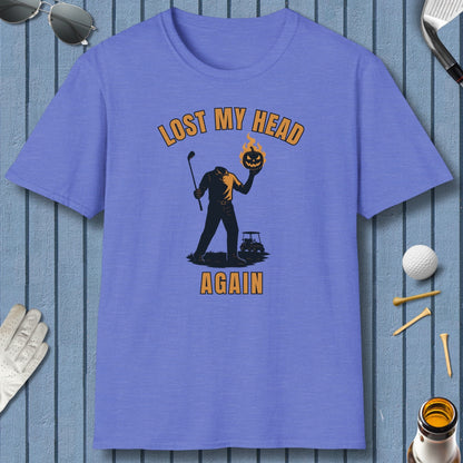 Lost My Head, Again - Adult Golf T-Shirt in Heather Royal