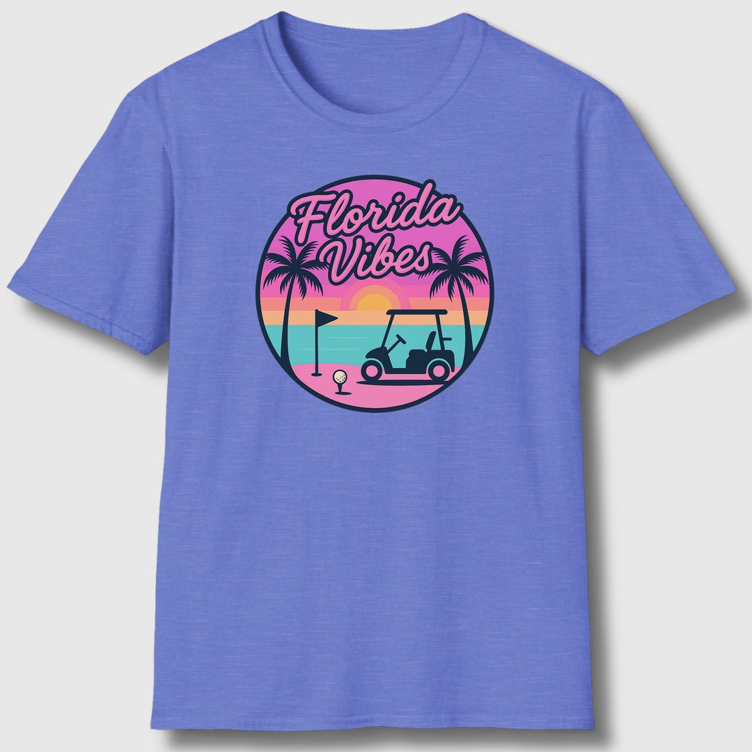 Golf Vibes - Florida Sunshine Edition - Adult Golf T-Shirt in Heather Royal