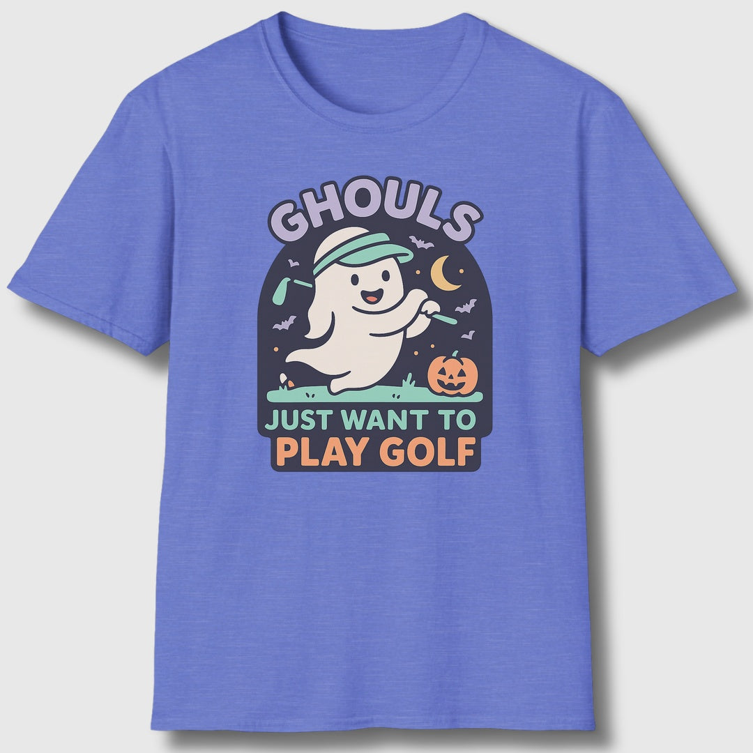 Ghouls Just Wanna Play Golf - Adult Golf T-Shirt in Heather Royal