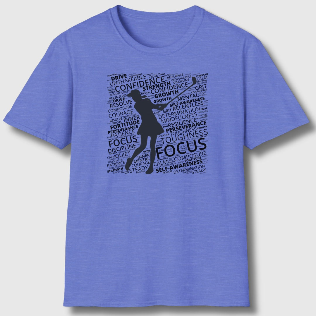 Unleash Your Mental Game (Female) - Adult Golf T-Shirt in Heather Royal