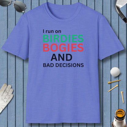 I run on... - Adult Golf T-Shirt in Heather Royal