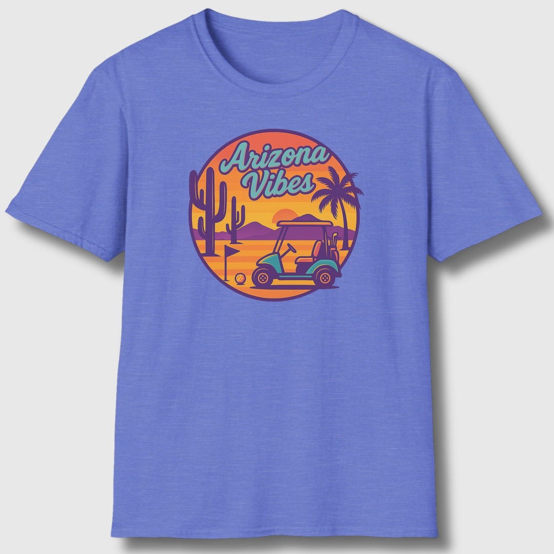 Golf Vibes - Arizona - Desert Edition Golf Destination - Adult Golf T-Shirt in Heather Royal