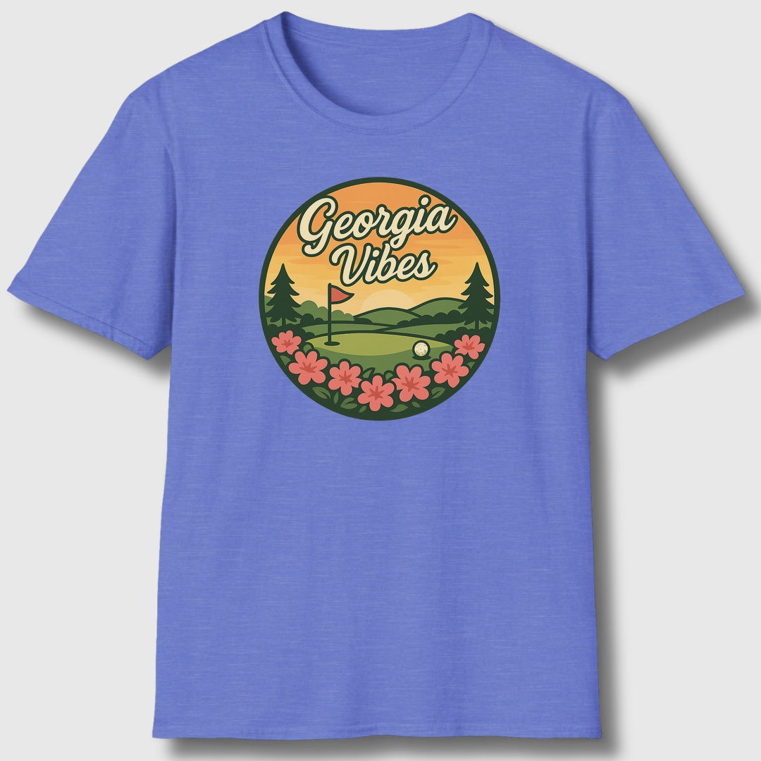 Golf Vibes - Georgia Azalea Edition - Adult Golf T-Shirt in Heather Royal