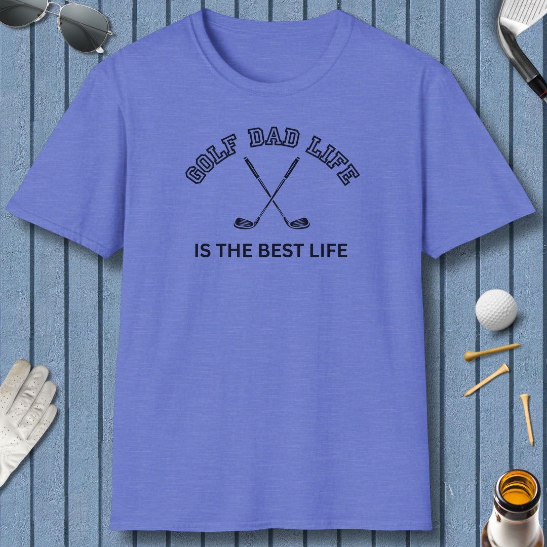 Golf Dad Life is the Best Life - Adult Golf T-Shirt in Heather Royal
