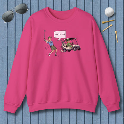My Cart! - Adult Golf Sweatshirt in Heliconia