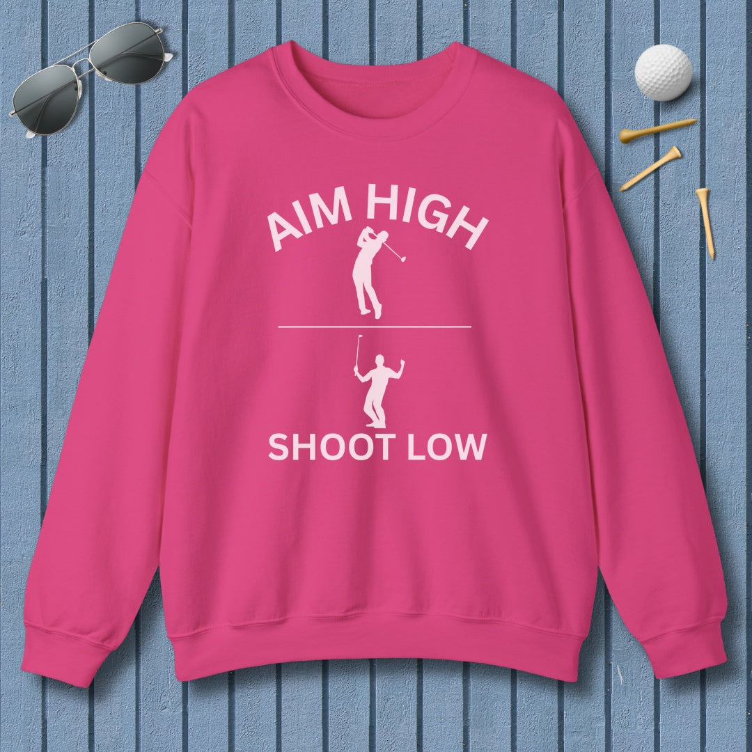 Aim High - Shoot Low (Male) - Adult Golf Sweatshirt in Heliconia