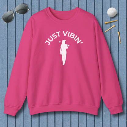 Just Vibin' - Women's - Adult Golf Sweatshirt in Heliconia