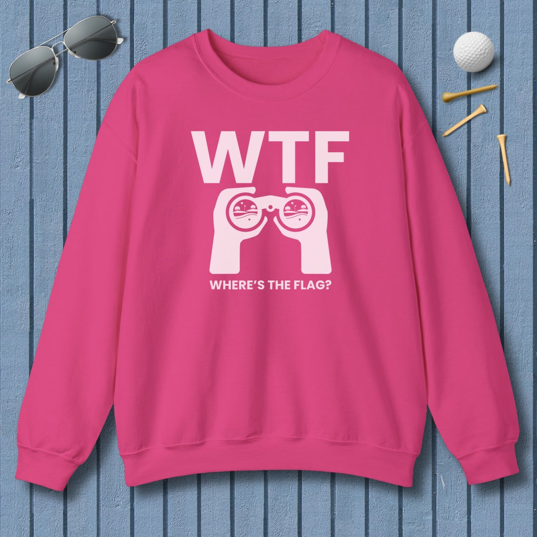 WTF - Where's the Flag - Adult Golf Sweatshirt in Heliconia