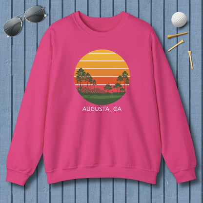 Retro Sunset - Augusta - Adult Golf Sweatshirt in Heliconia