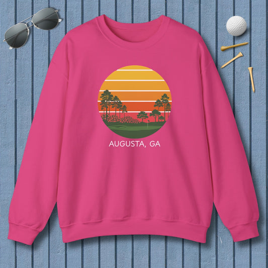 Retro Sunset - Augusta - Adult Golf Sweatshirt in Heliconia