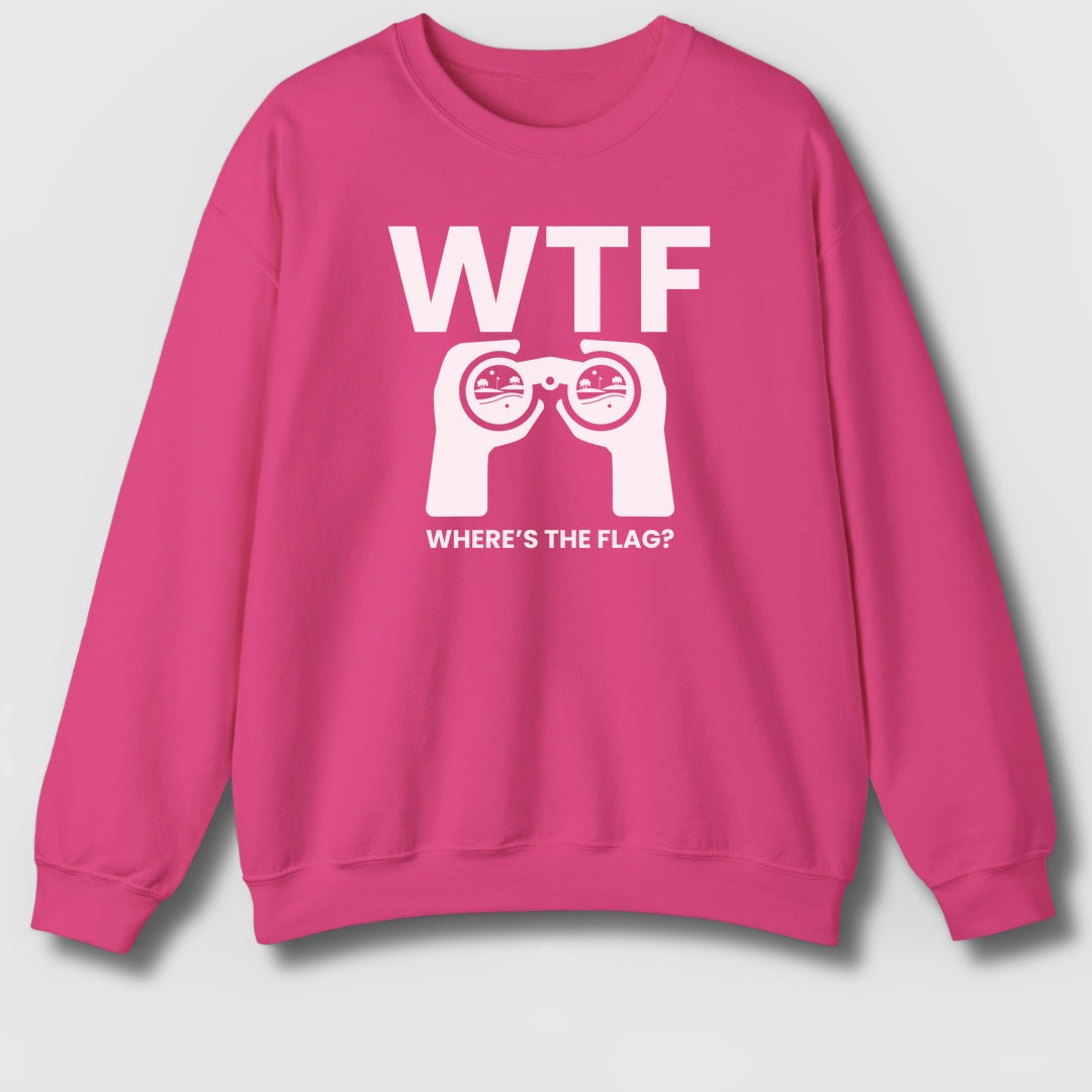 WTF - Where's the Flag - Adult Golf Sweatshirt in Heliconia