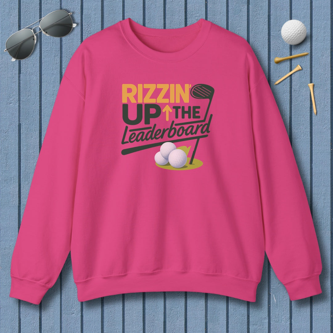 Rizzin' Up The Leaderboard - Adult Golf Sweatshirt in Heliconia
