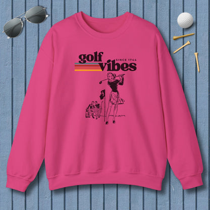 Golf Vibes Retro - Adult Golf Sweatshirt in Heliconia
