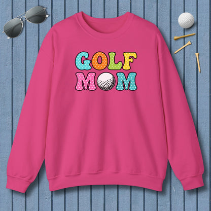 BUBBLY GOLF MOM, Polka Dot Pop - Adult Golf Sweatshirt in Heliconia