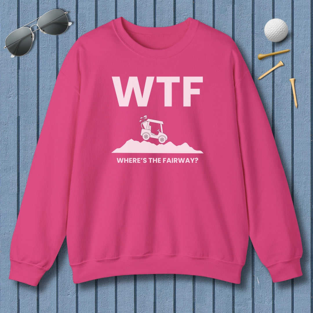 WTF - Where's the Fairway - Adult Golf Sweatshirt in Heliconia