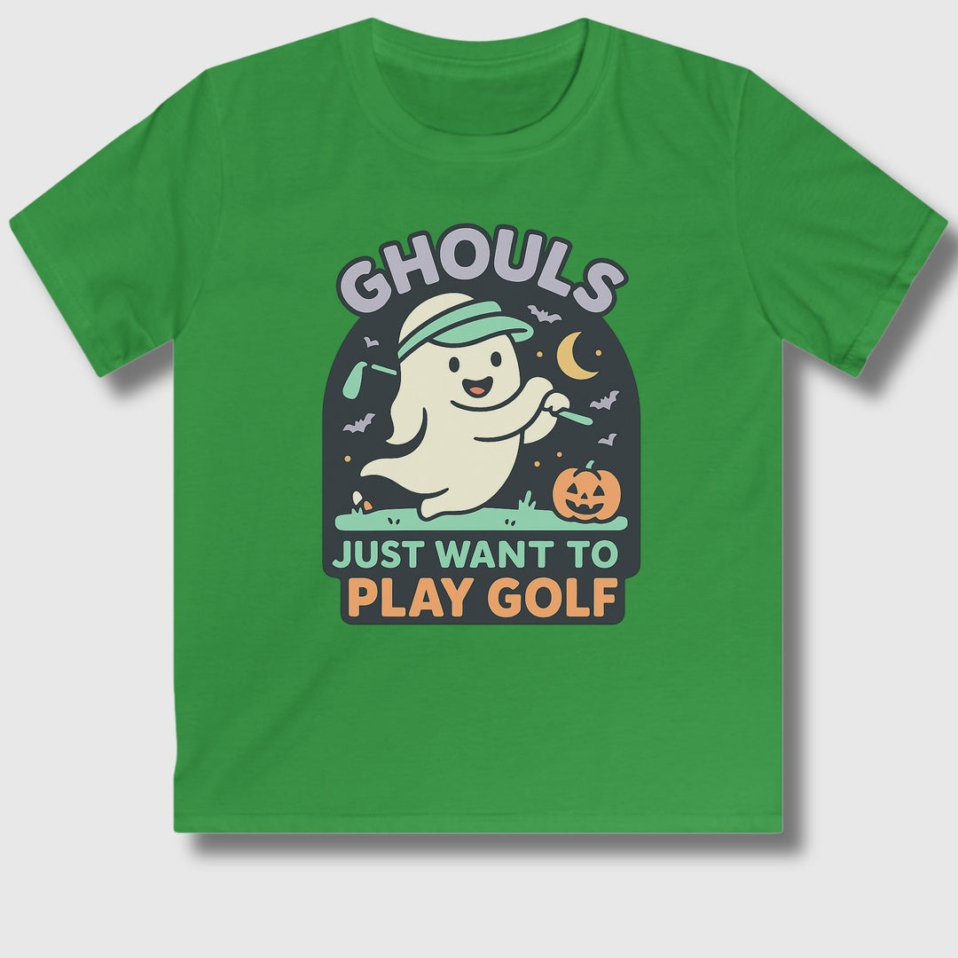 Ghouls Just Wanna Play Golf - Youth Golf T-Shirt in Irish Green