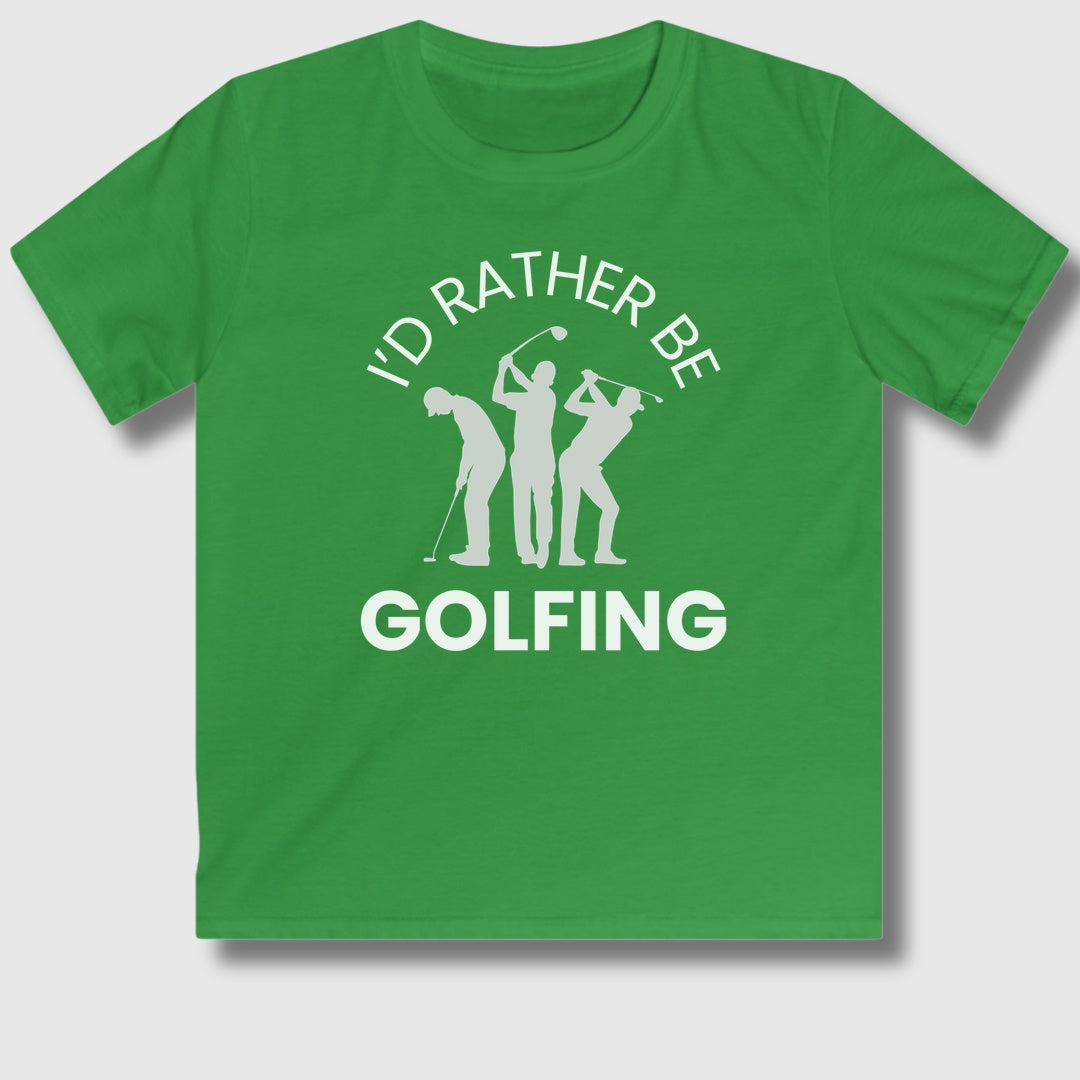 I'd Rather Be Golfing - Youth Golf T-Shirt in Irish Green