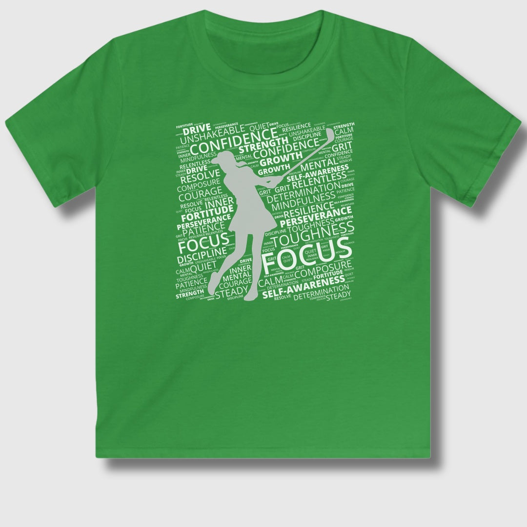 Unleash Your Mental Game (Female) - Youth Golf T-Shirt in Irish Green