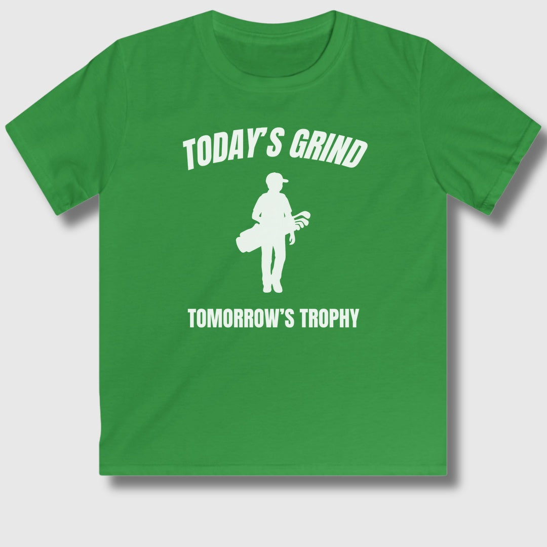 Today's Grind - Tomorrow's Trophy (male) - Youth Golf T-Shirt in Irish Green