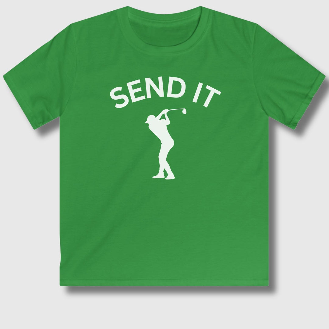 SEND IT (Male) - Youth Golf T-Shirt in Irish Green