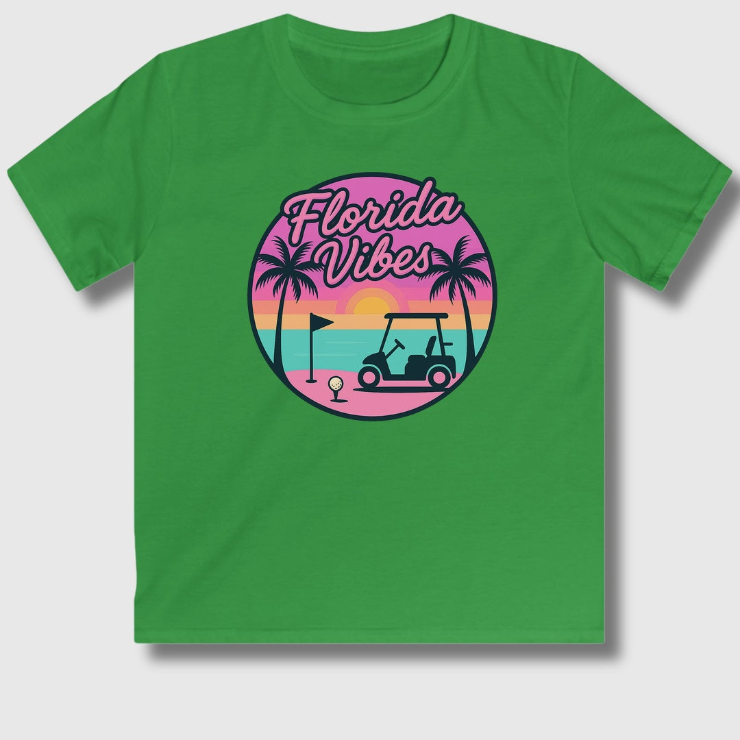 Golf Vibes - Florida Sunshine Edition - Youth Golf T-Shirt in Irish Green