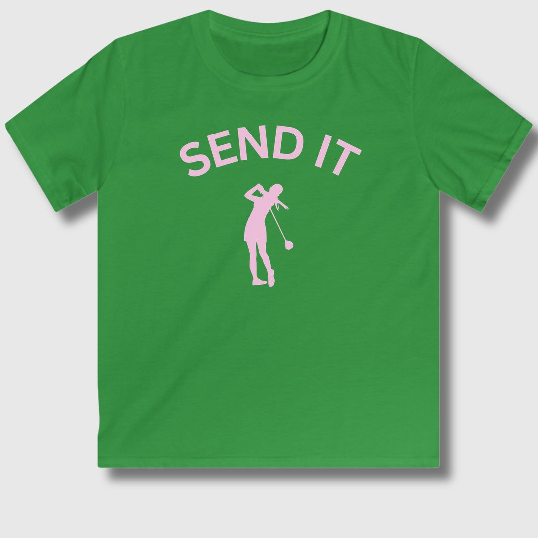 SEND IT (Female) - Youth Golf T-Shirt in Irish Green