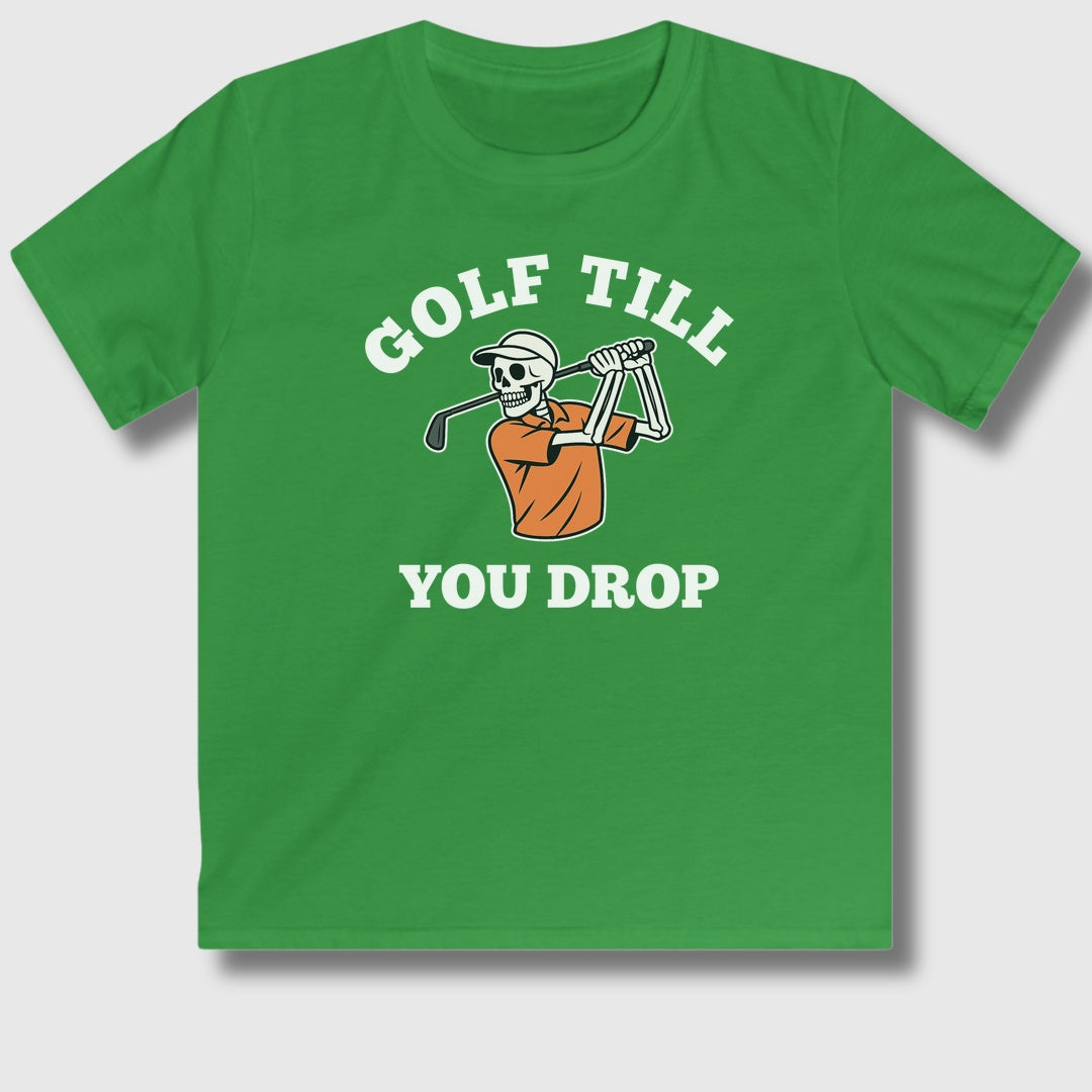 Golf Till You Drop - Youth Golf T-Shirt in Irish Green