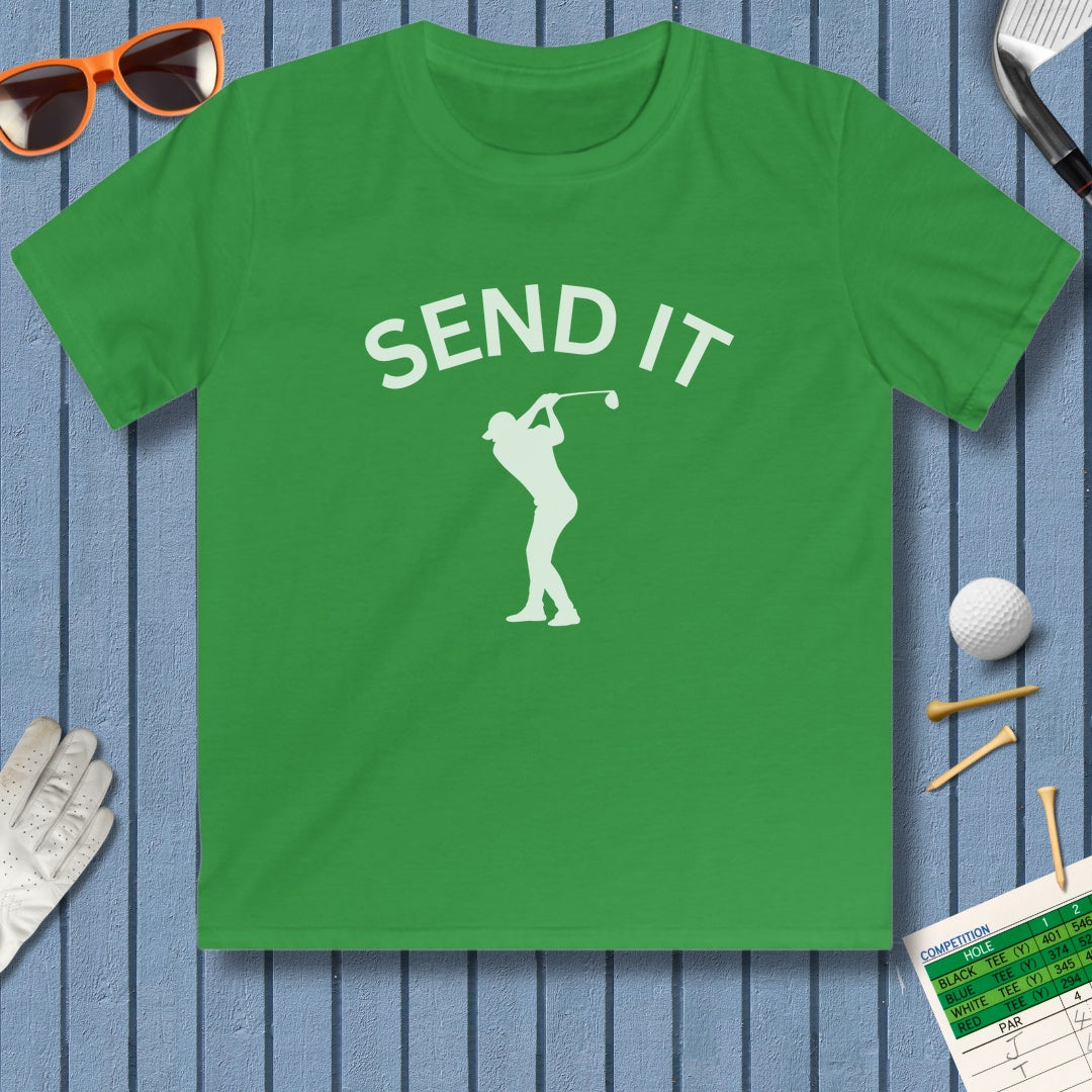 SEND IT (Male) - Youth Golf T-Shirt in Irish Green