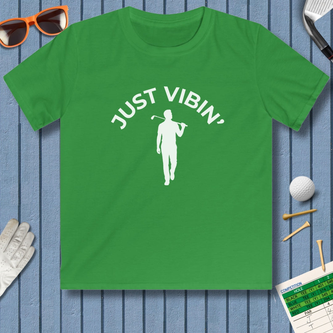 Just Vibin' - Boys - Youth Golf T-Shirt in Irish Green