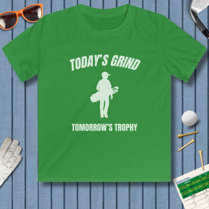 Today's Grind - Tomorrow's Trophy (male) - Youth Golf T-Shirt in Irish Green