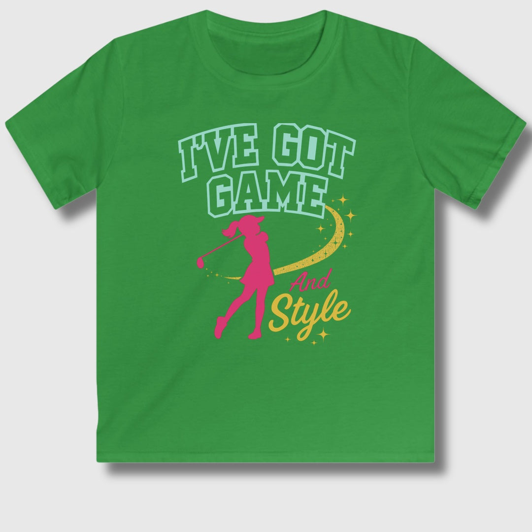 I've Got Game And Style - Youth Golf T-Shirt in Irish Green
