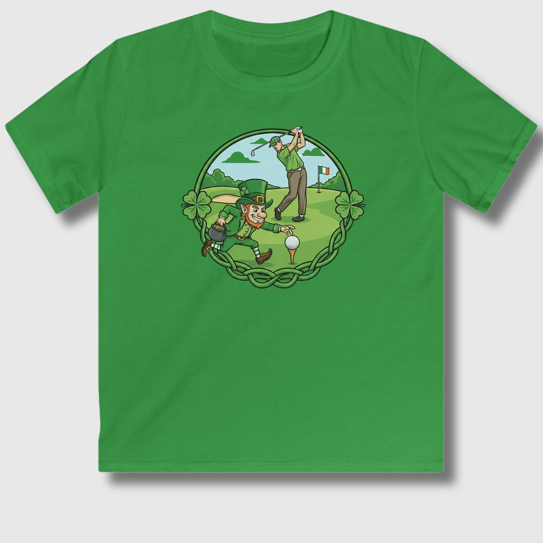 The Leprechaun Stole My Ball! - Youth Golf T-Shirt in Irish Green