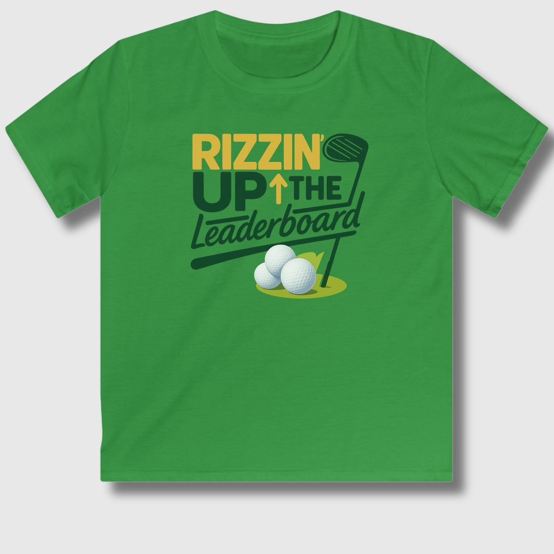 Rizzin' Up The Leaderboard - Youth Golf T-Shirt in Irish Green