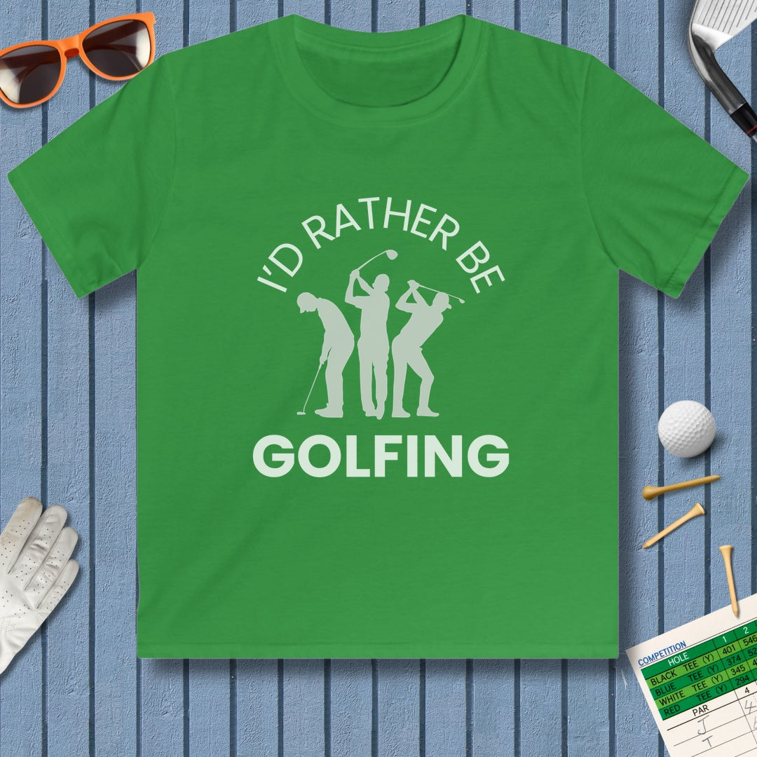 I'd Rather Be Golfing - Youth Golf T-Shirt in Irish Green