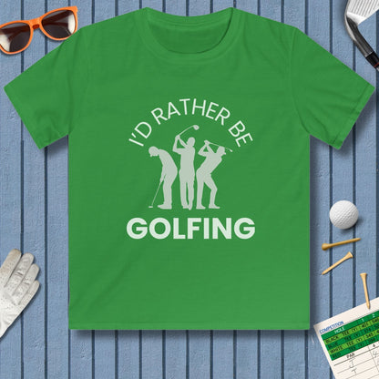 I'd Rather Be Golfing - Youth Golf T-Shirt in Irish Green