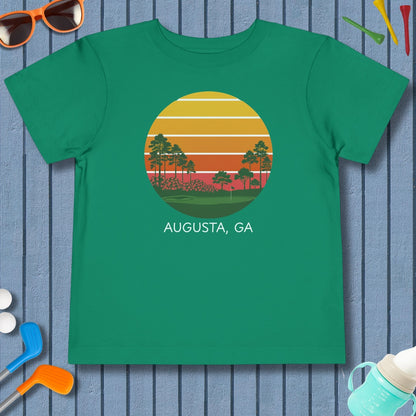 Retro Sunset - Augusta - Toddler Golf T-Shirt in Kelly