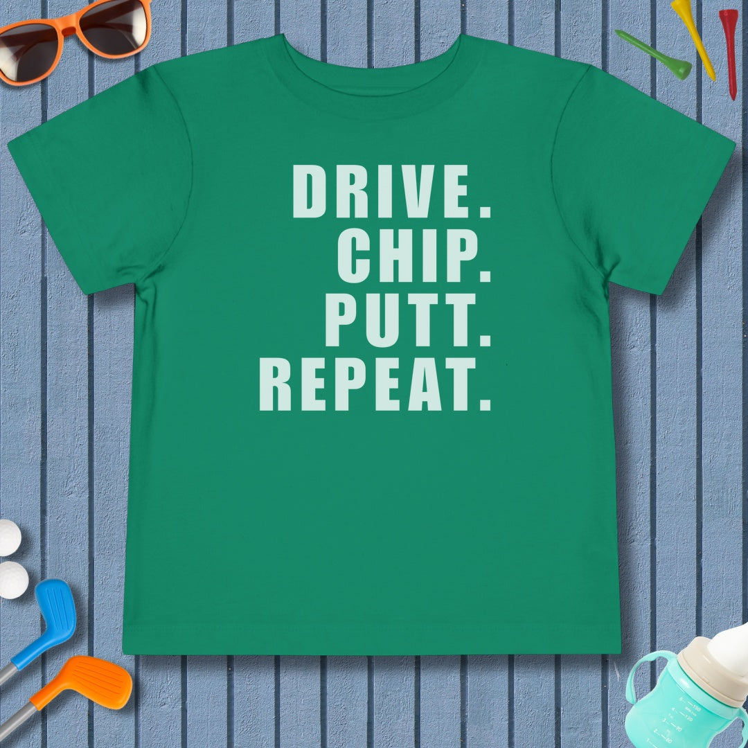 DRIVE CHIP PUTT REPEAT - Toddler Golf T-Shirt in Kelly