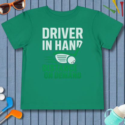 Driver in Hand - Distance on Demand - Toddler Golf T-Shirt in Kelly