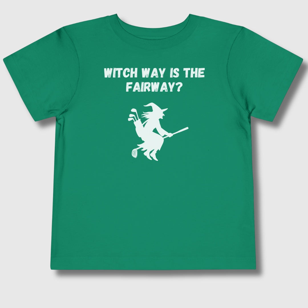 Witch Way is the Fairway - Toddler Golf T-Shirt in Kelly