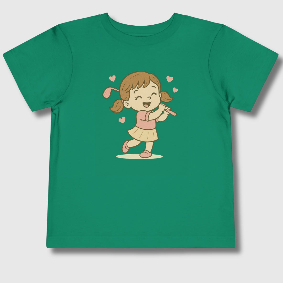 Happy Golfer Girl - Toddler Golf T-Shirt in Kelly