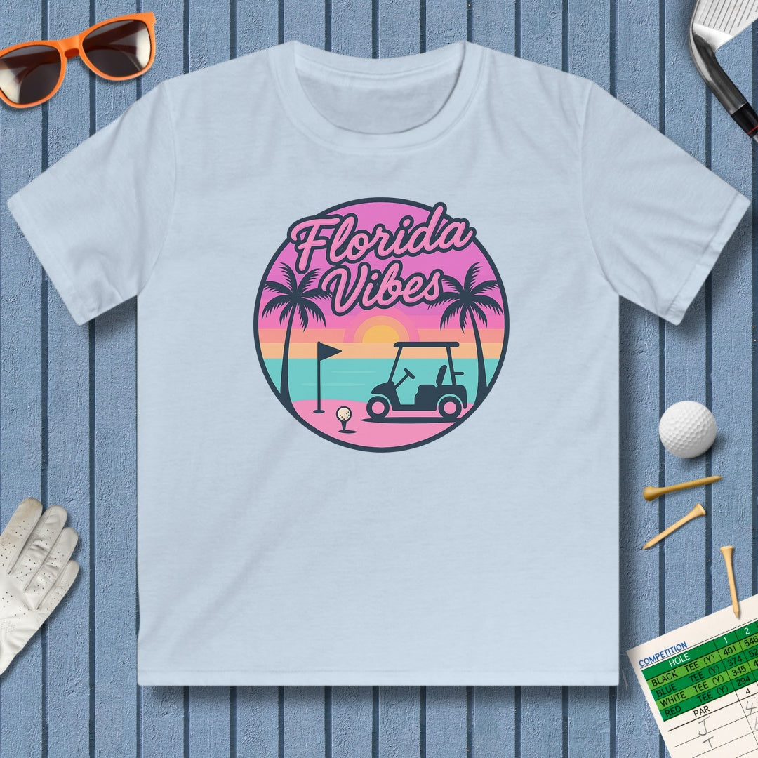 Golf Vibes - Florida Sunshine Edition - Youth Golf T-Shirt in Light Blue