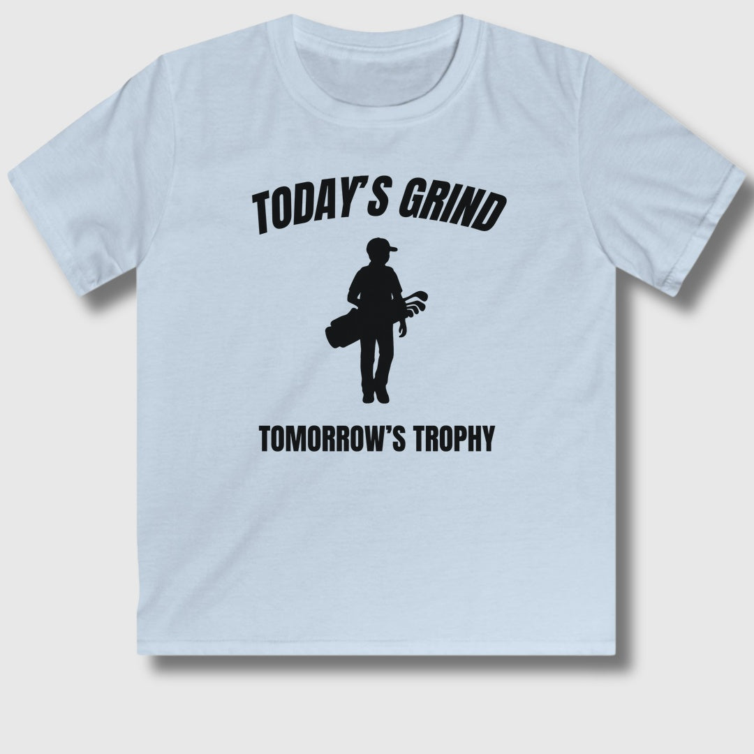 Today's Grind - Tomorrow's Trophy (male) - Youth Golf T-Shirt in Light Blue
