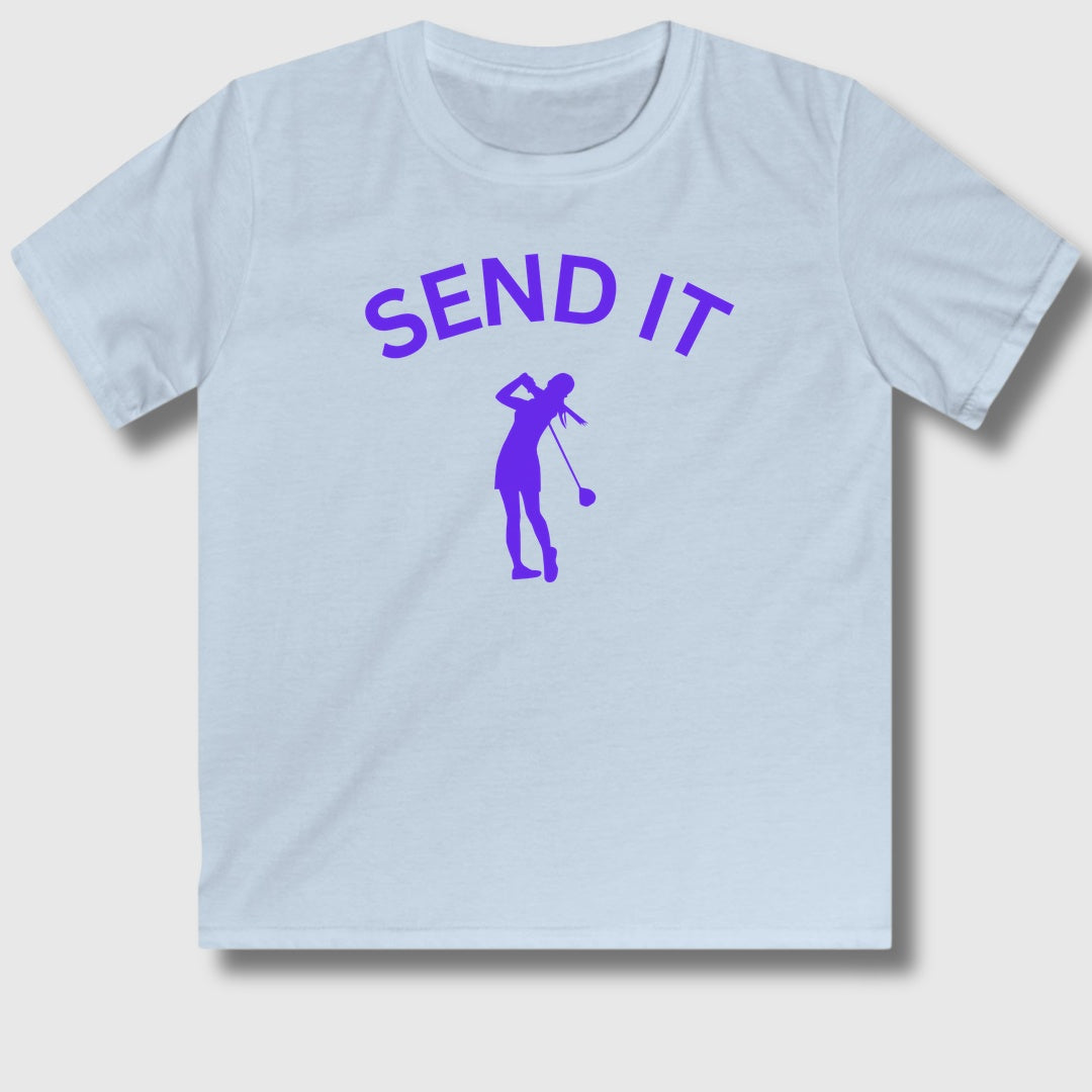 SEND IT (Female) - Youth Golf T-Shirt in Light Blue