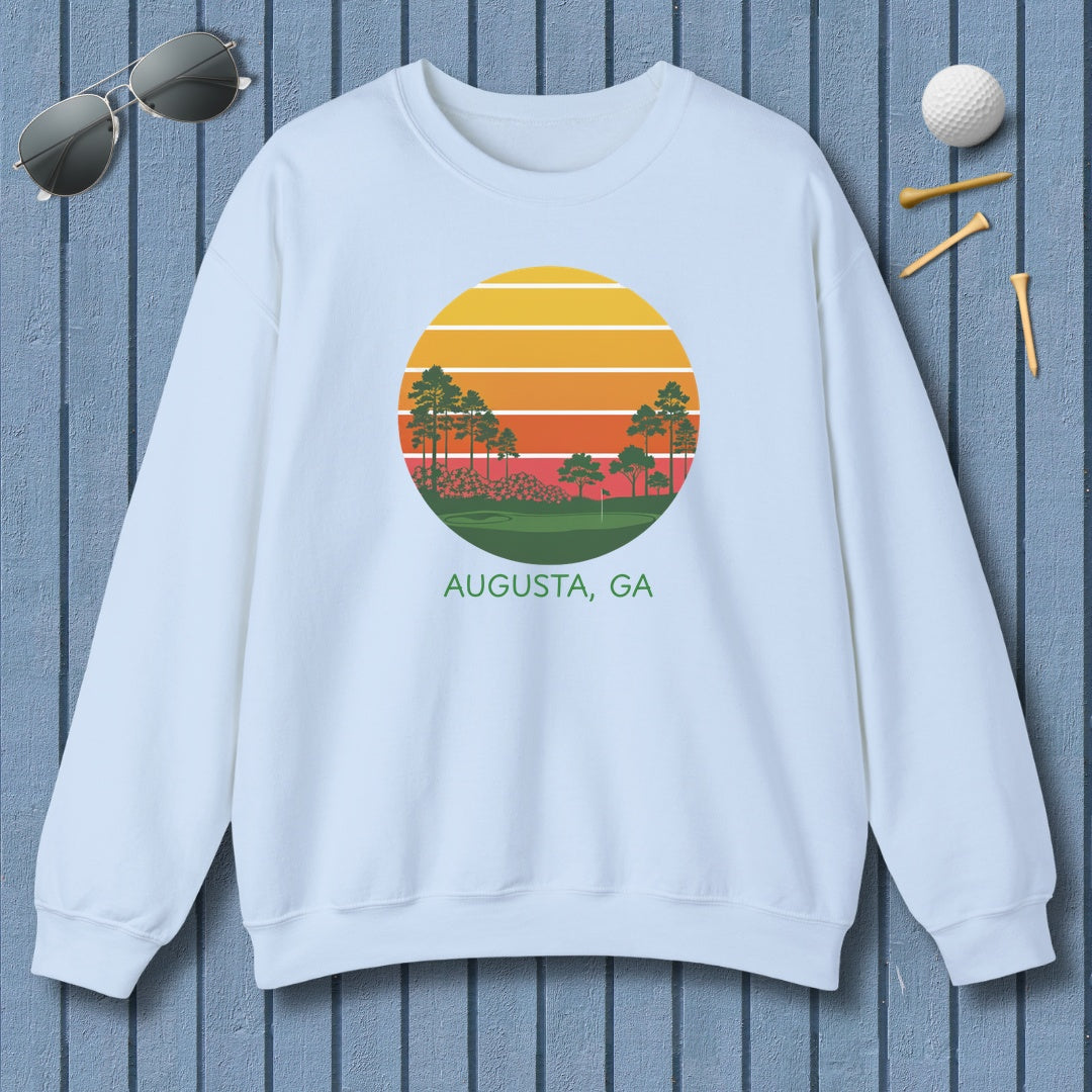 Retro Sunset - Augusta - Adult Golf Sweatshirt in Light Blue