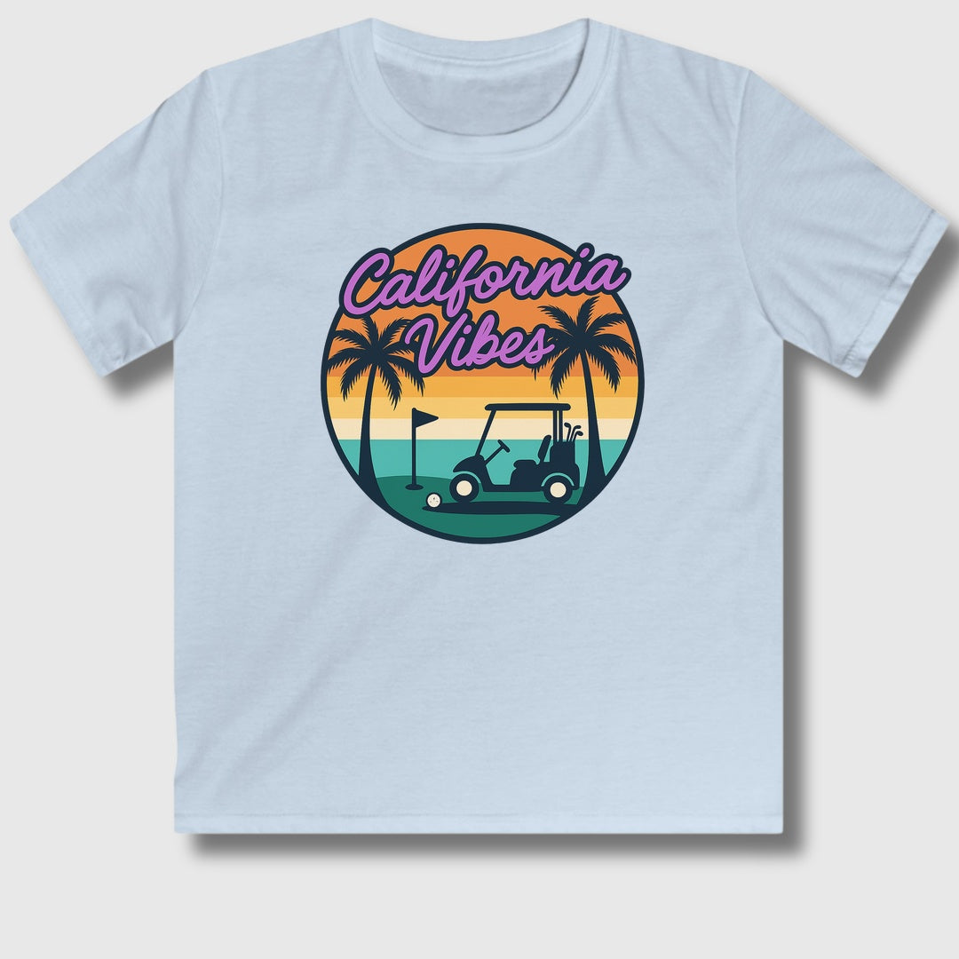 Golf Vibes - California Coast Edition - Youth Golf T-Shirt in Light Blue