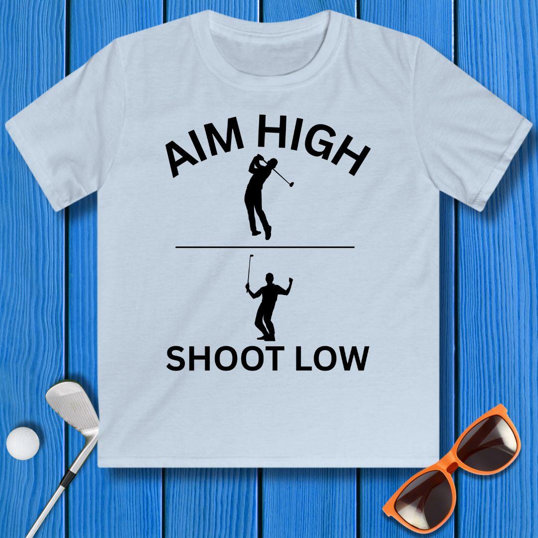 Aim High - Shoot Low - Boy - Youth in Light Blue, great for casual wear. Find more fun golf focused products at oneforetheages.com