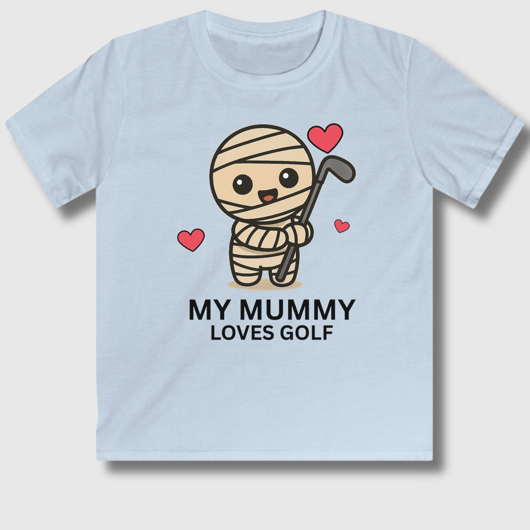 My Mummy Loves Golf - Youth Golf T-Shirt in Light Blue