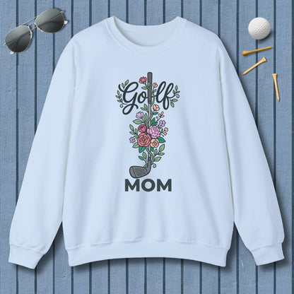 Golf Mom - Floral - Adult Golf Sweatshirt in Light Blue