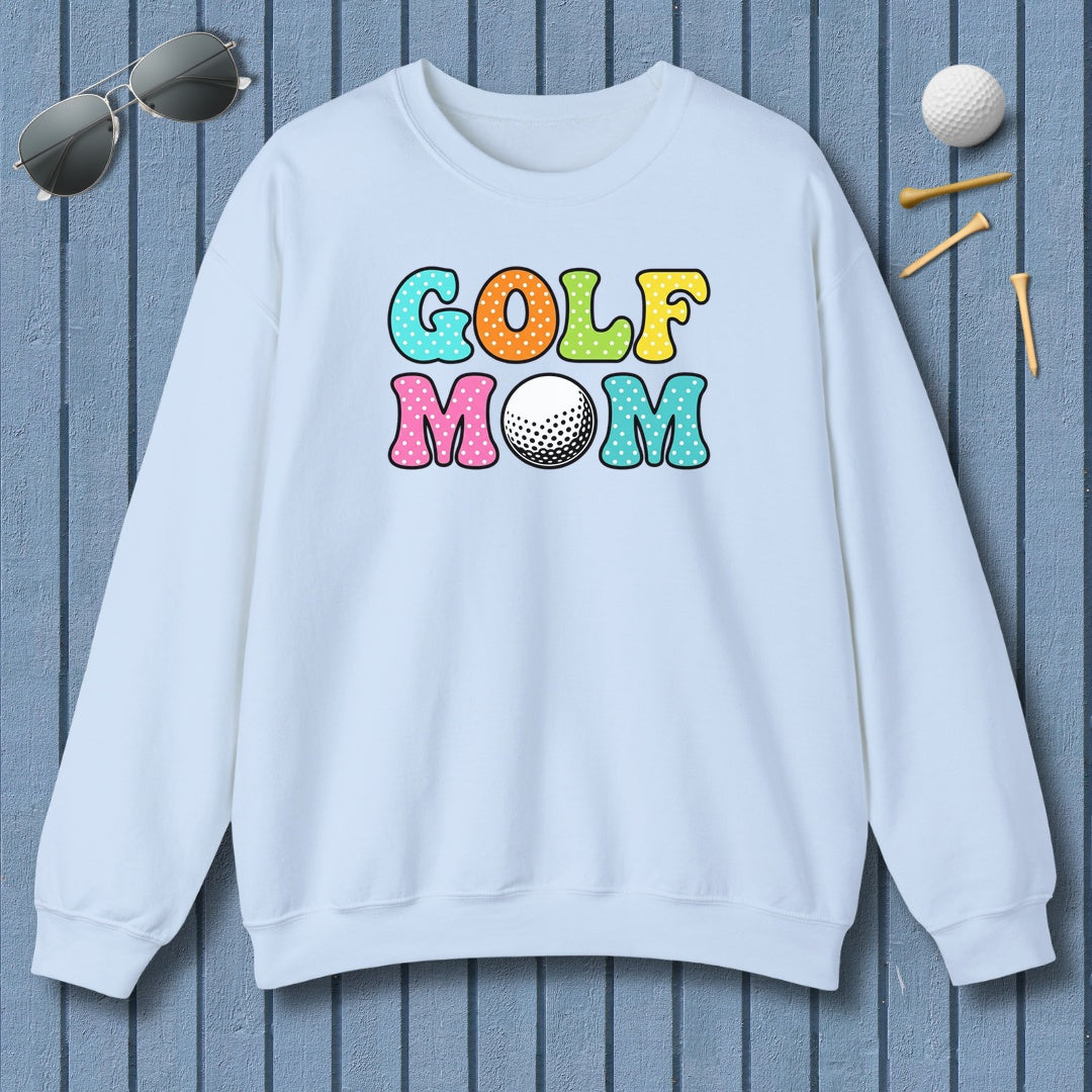BUBBLY GOLF MOM, Polka Dot Pop - Adult Golf Sweatshirt in Light Blue
