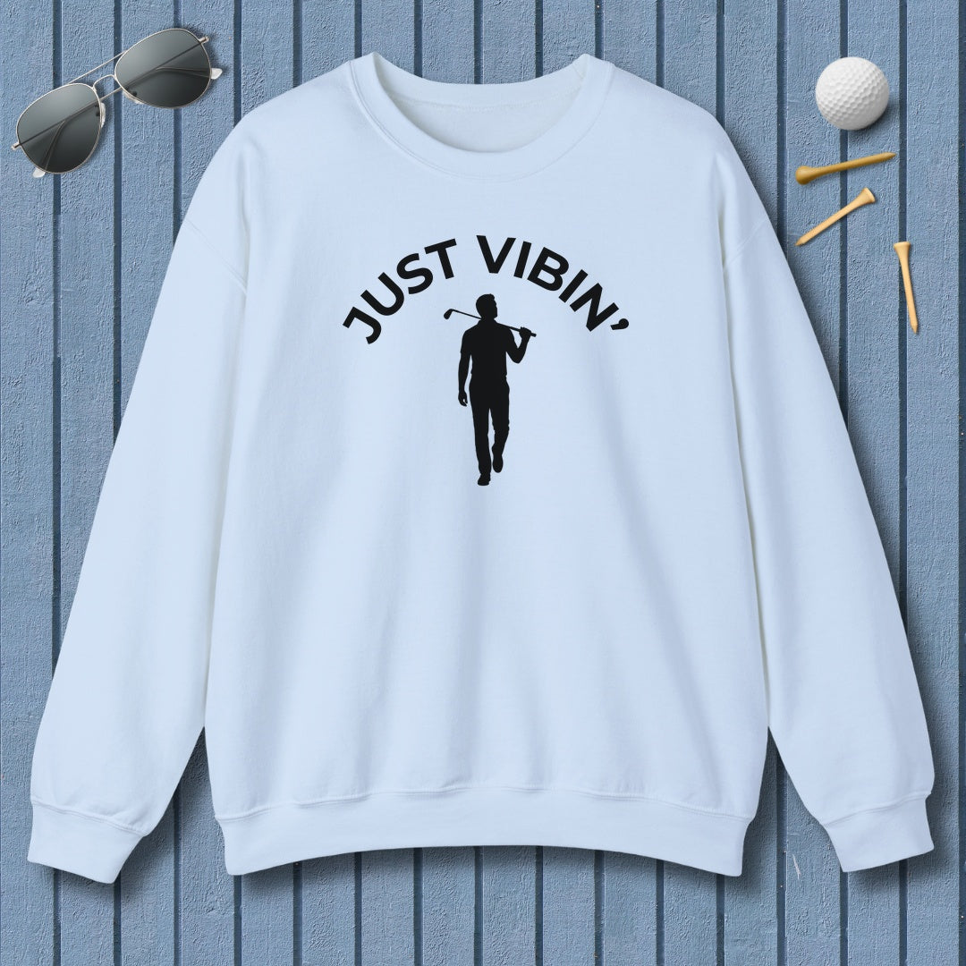 Just Vibin' - Adult Golf Sweatshirt in Light Blue